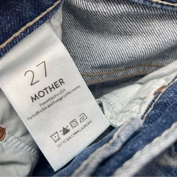 Mother Denim The Dropout Fray blue jeans, sz 27. Cropped ankle distressed torn - Picture 7 of 12